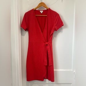 Jcrew red faux wrap dress